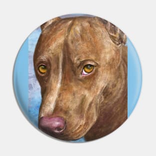 A Beautiful Red Nose Pit Bull Painting Pin