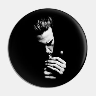 Man smoking in darkness Pin