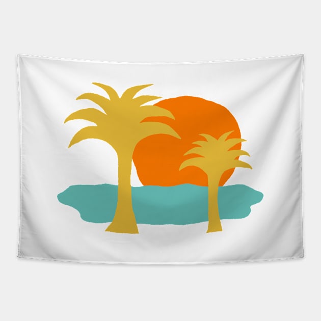 Sunset Palm Beach Tapestry by moonlightprint