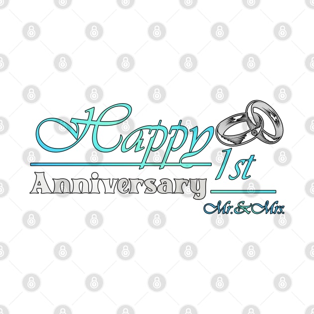 Happy 1st Anniversary-ORIGINAL DESIGN-Anniversary Gifts-Anniversary t-shirt by KrasiStaleva