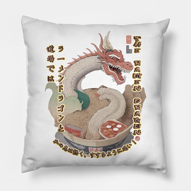 Martial Arts Ramen Noodles Fusion Dragon Master Pillow by 8 Fists of Tees