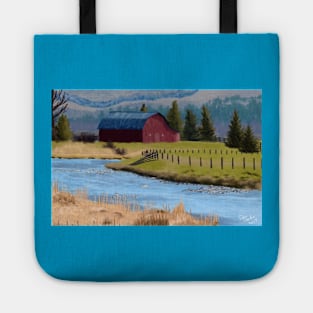 Barn Landscape Painting Tote