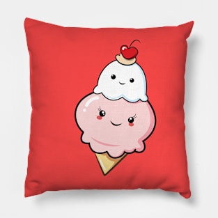 Kawaii Strawberry Ice Cream Cone Pillow