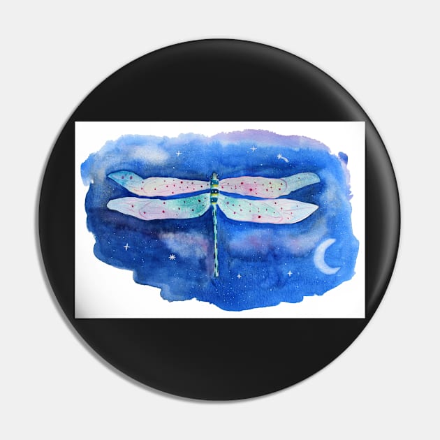 whimsical watercolor dragonfly with starscape background Pin by Sandraartist