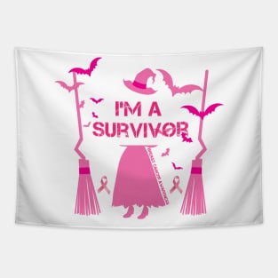 Womens I'm A Survivor Witch Halloween Breast Cancer Awareness Tapestry