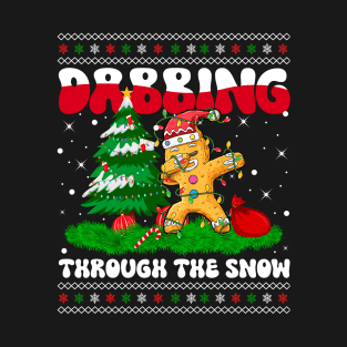 Dabbing Through The Snow Gingerbread Dab Dance Christmas Lights T-Shirt