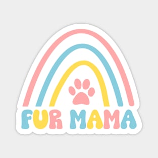 Fur Mama Rainbow and Paw Print Design Magnet