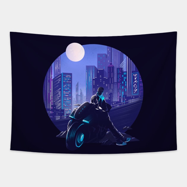 Cyberpunk blues Tapestry by Anniko_story