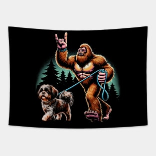 Imperial Paws Bigfoot Walking Shih Tzu Tee Triumph for Dog Lovers Tapestry