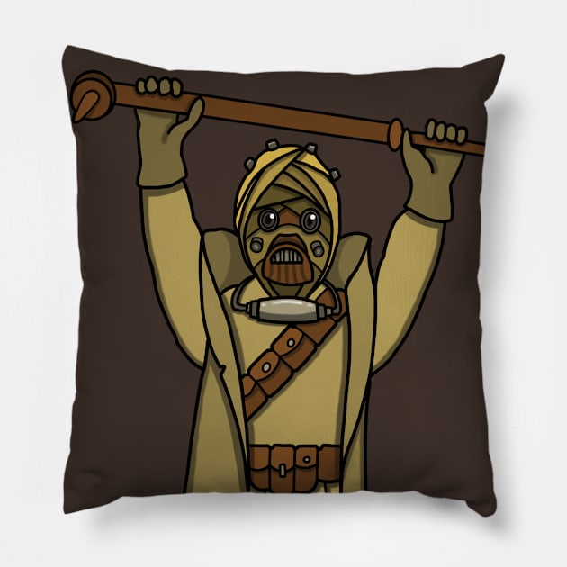 Sand Warrior Pillow by NikInked