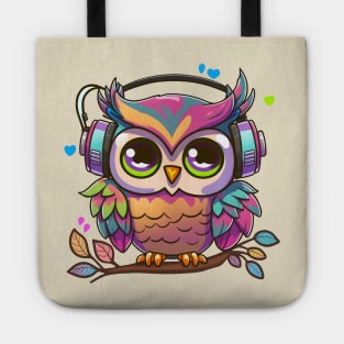 Colorful Musical Pinky Owl Perched on a Tree Tote