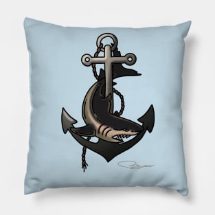 Retro Shark Tattoo Art Pillow