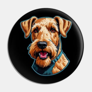 Airedale Terrier Embroidered Patch Pin