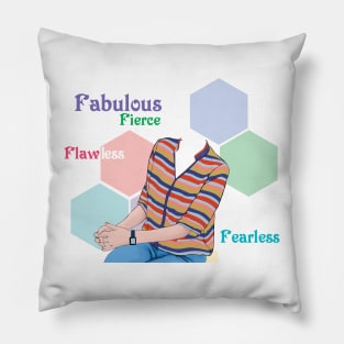 Wowan Empowerment Slogans | Flawless, Fearless, Fabulous. Pillow