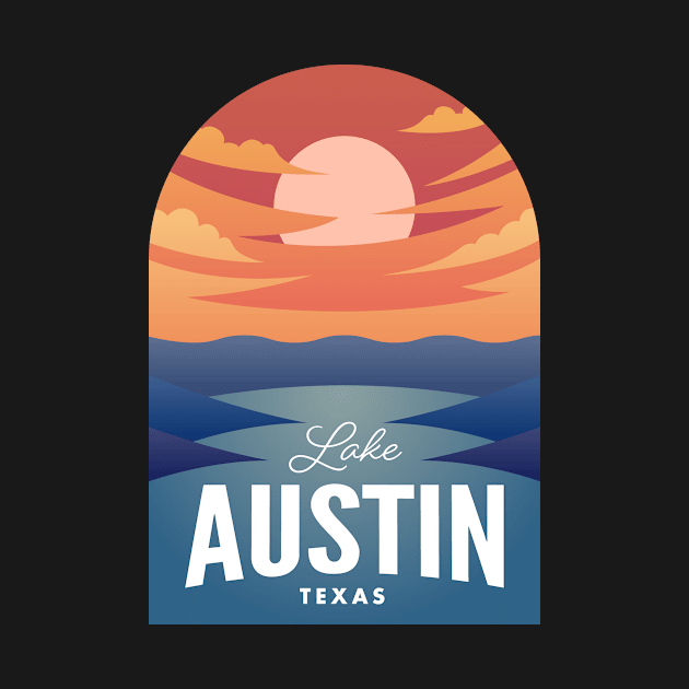 Lake Austin TX Retro Sunset by HalpinDesign