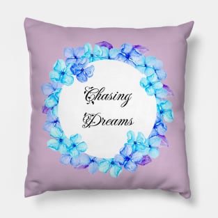 Chasing Dreams Watercolor Floral Wreath Pillow