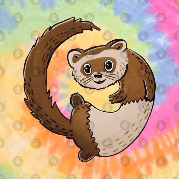 Cute Chocolate Ferret Illustration by SubtleSplit