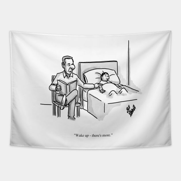 Classic Father Son Storytelling Cartoon Tapestry by abbottcartoons