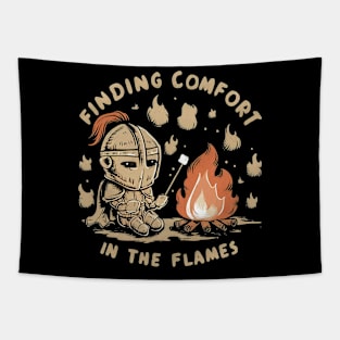 Finding comfort in the flames Tapestry