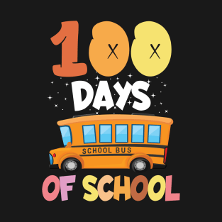 100 Days Of School Funny School Bus Kids Student Teacher T-Shirt