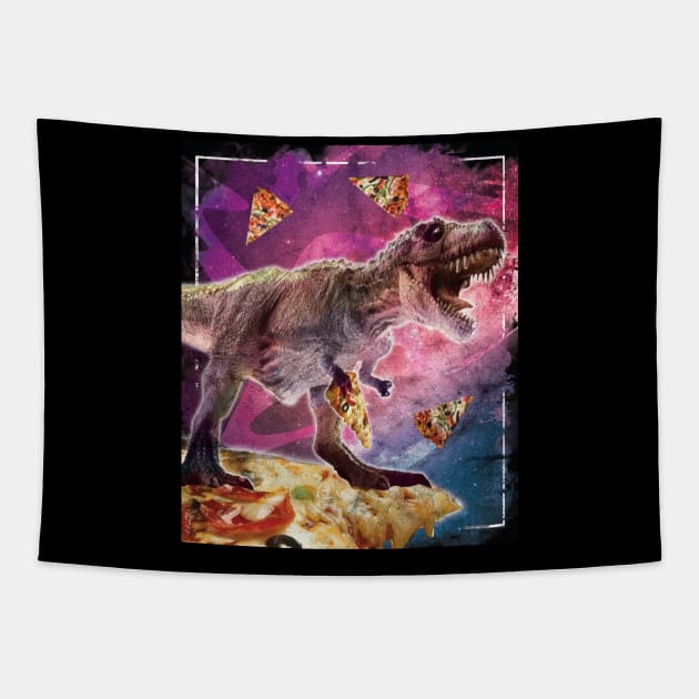 T-Rex on Space Pizza T-Shirt Tapestry by avshirtnation