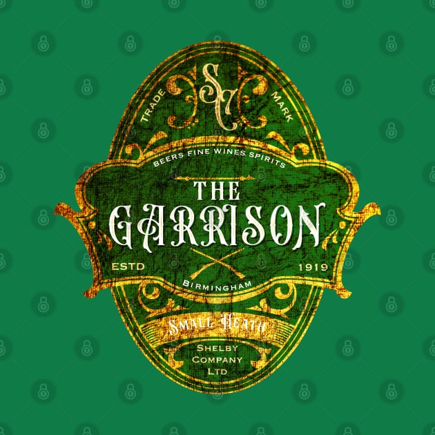 The Garrison Pub Emblem Design Green and Gold by ScienceNStuffStudio