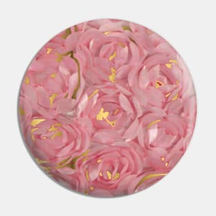 Pink Roses with Gold Design Pin