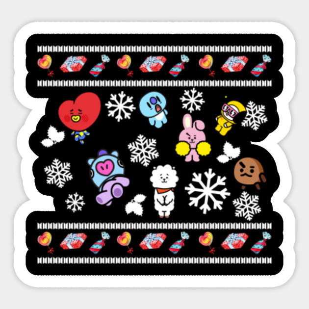 Kpop Bts Bt21 Holiday Bts Chirstmas Sticker Teepublic Uk