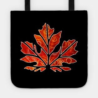 Swirly Red Maple Leaf Tote