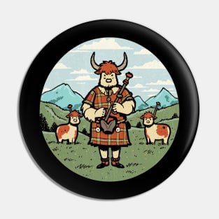 Highland Cows' Kilted Bagpipes Performance Pin