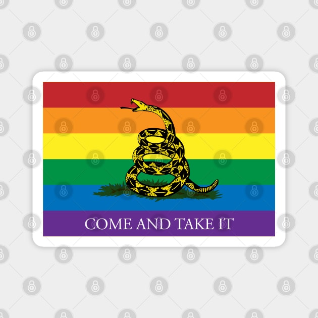 Rainbow Gadsden Come and Take It Magnet by Operation Blazing Sword