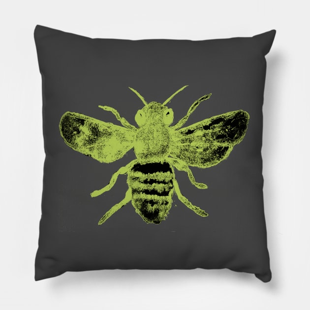 Bee No. 3 Yellow Pillow by CarolineArts