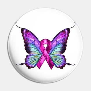 Colorful Breast Cancer Awareness Butterfly Pin