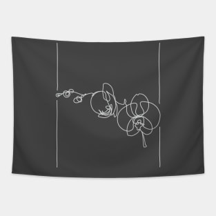 Orchid Flowers Line Drawing - White Tapestry