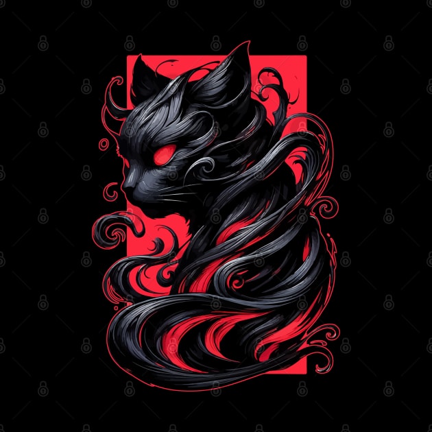 Cool Funny Abstract Art Black Cat Demon by TomFrontierArt