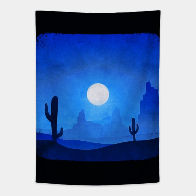 Dreamy Blue Desert Moon Seventies Snapshot Tapestry by LittleBunnySunshine