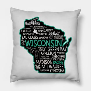 Racine Wisconsin cute Milwaukee, Osseo, Green Bay, Kenosha, Racine, Appleton, Waukesha, Eau Claire, Oshkosh, Janesville Pillow