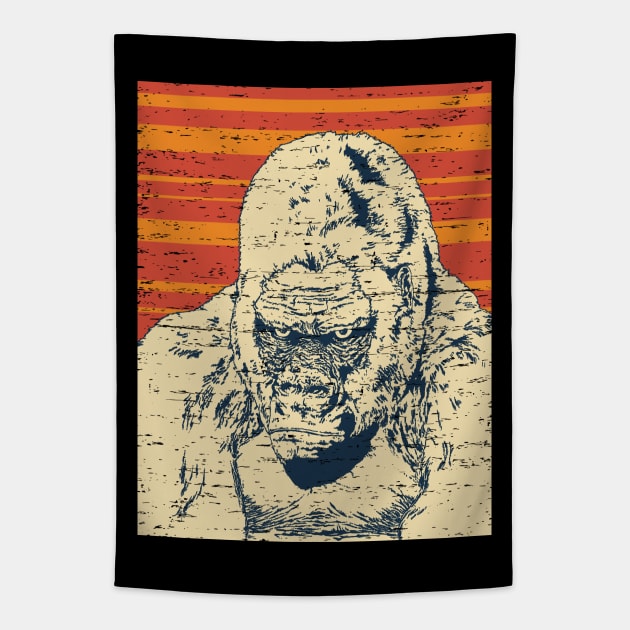 Seriously! This is my Happy Face! Funny Animal Wildlife Gorilla Retro Vintage Distressed Tapestry by ebayson74@gmail.com