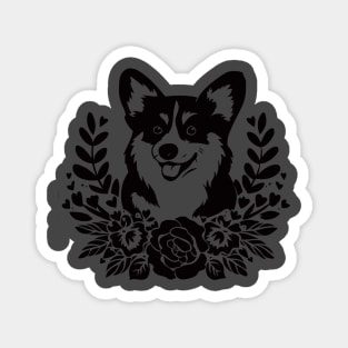 Charming Smiling Dog with Floral Wreath Cute Animal Lover Magnet