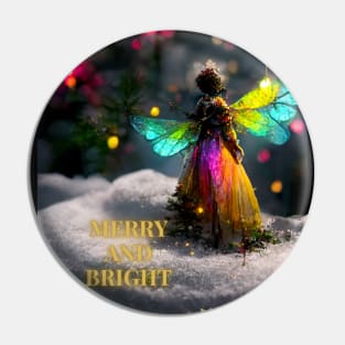 Colorful Christmas Fairy on A Winter Snowy Night Pin