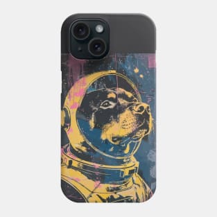 Vintage and vivid rottweiler dog astronaut portrait Phone Case