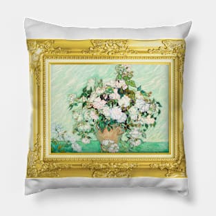 PANTONE VAN GOGH -  Still Life: Vase with Pink Roses Pillow