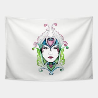 Queen of hearts in blues Tapestry