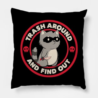 Trash Around Raccoon Red by Tobe Fonseca Pillow