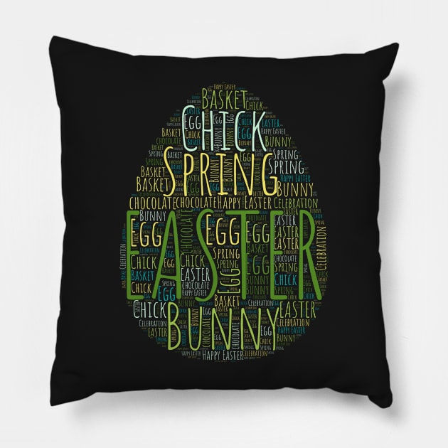 Cute Easter Egg Shaped Word Cloud Pillow by JanesCreations