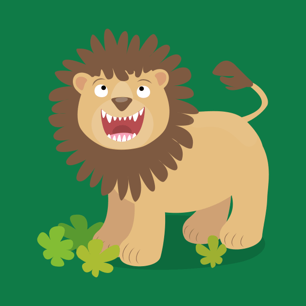 Cute lion roaring cartoon kids illustration by FrogFactory