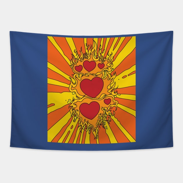 Flames Burning Heart On Fire Tapestry by flofin