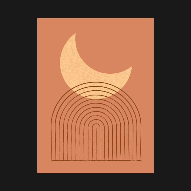 Moon Mountain - Orange - Mid century modern by moonlightprint