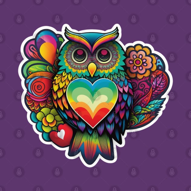 Groovy Psychedelic Owl in Purple by TheArtfulAllie