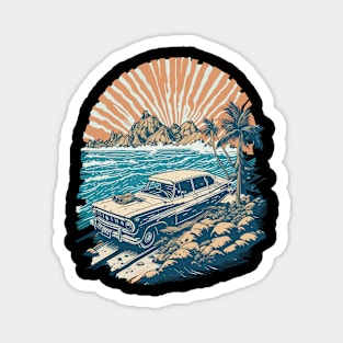 Vintage Beach Car Magnet